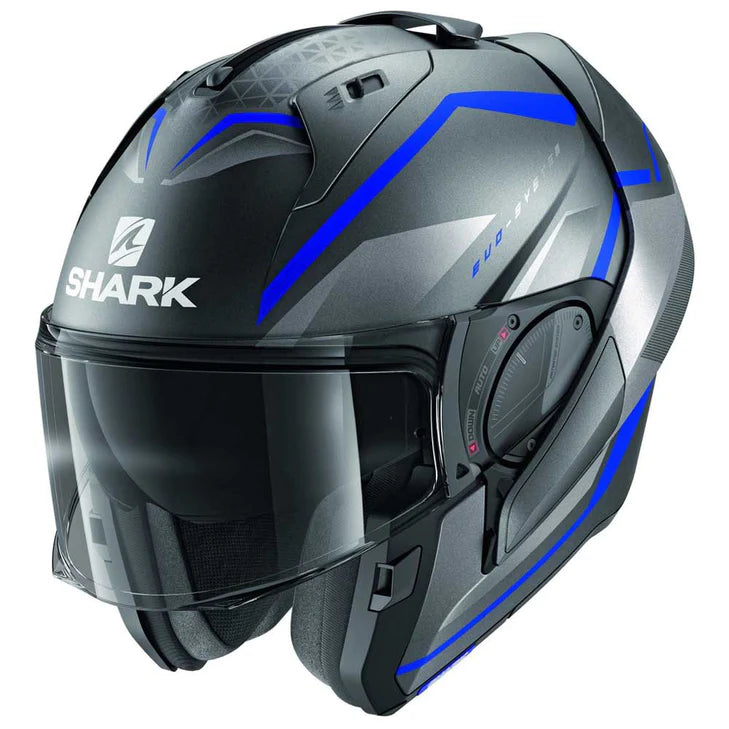 Shark EVO ES Yari Matt Anthracite Blue Motorcycle Helmet Helmets