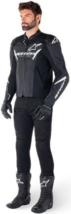 Alpinestars Faster V3 Leather Airflow Jacket Black/White