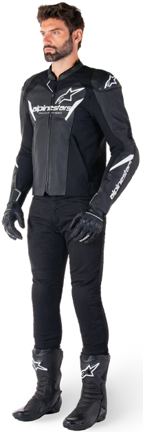 Alpinestars Faster V3 Leather Airflow Jacket Black/White