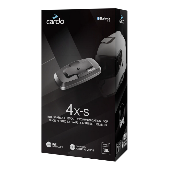 Cardo 4X-S Bluetooth Communication System Singel Pack for Shoei Gen 3 Motorcycle Helmets