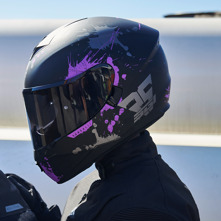 black purple motorcycle helmet SGI Encounter Vandal Purple Motorbike Helmet
