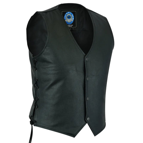Johnny Reb Mens Plenty Leather Vest Black