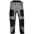 Gray and black work pants with multiple pockets on a white background