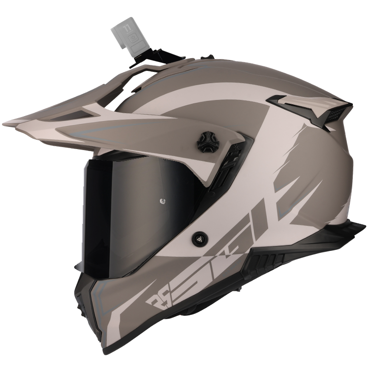 SGI Realm Ascent Sand/Gun-Metal Fibreglass Motorcycle Helmet