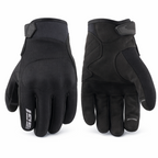 Pair of black motorcycle gloves on a white background
