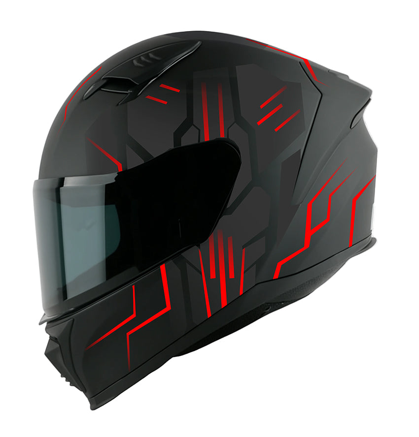 SGI Core Tron Red Full Face Motorcycle Helmet