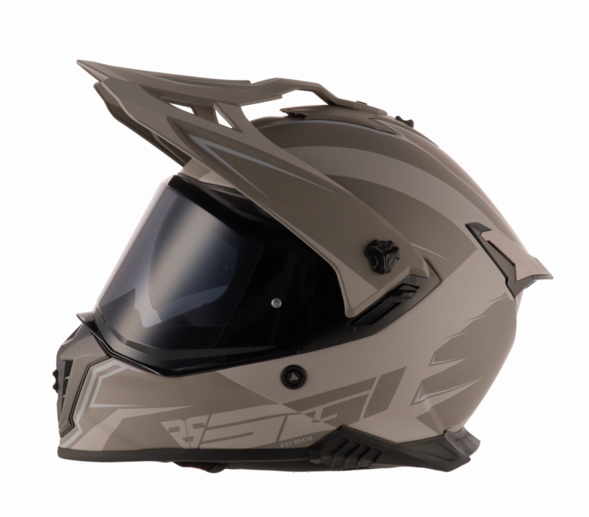 SGI Realm Ascent Sand/Gun-Metal Fibreglass Motorcycle Helmet