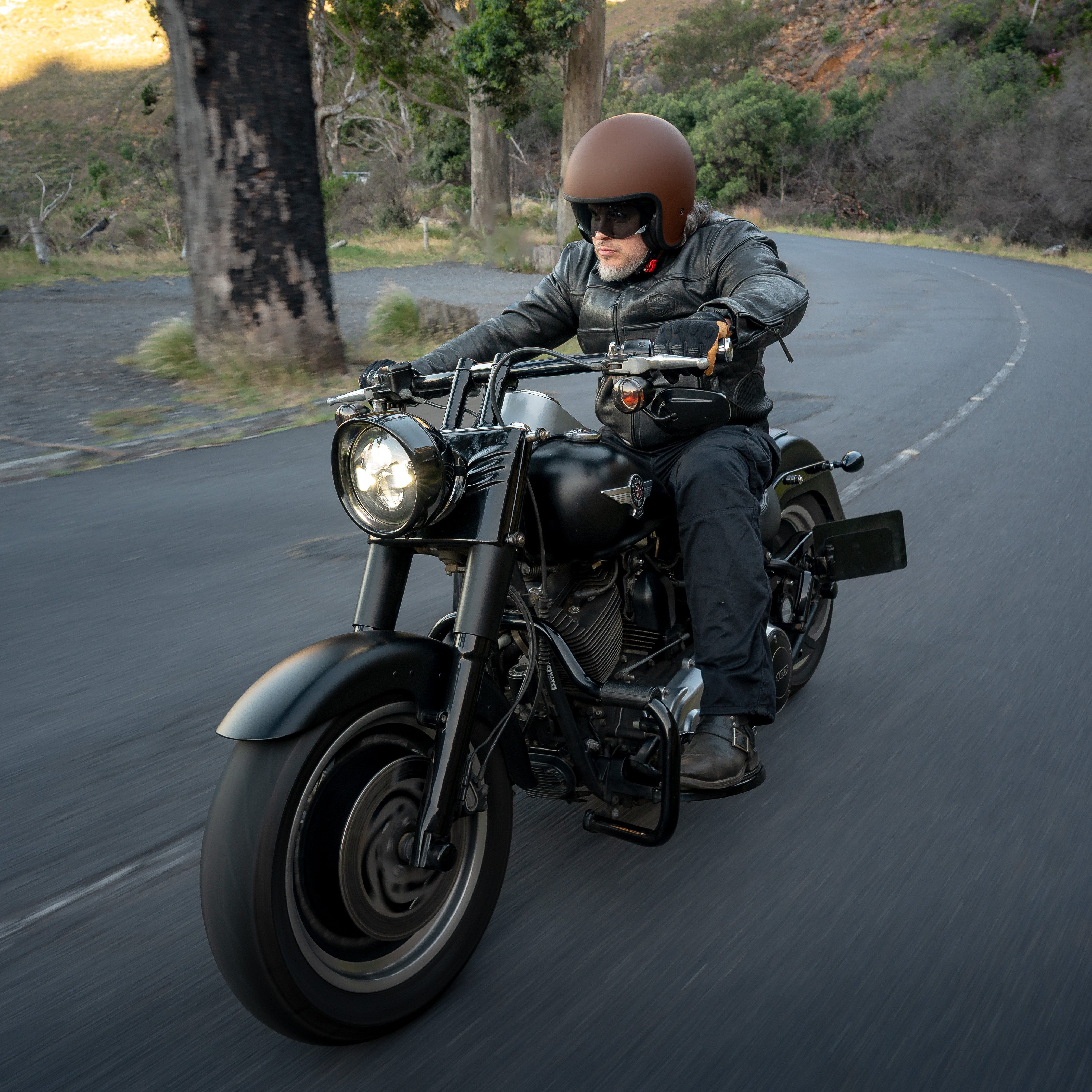 SGI Raven Matt Brown Open Face Motorcycle Helmet | Biker Helmets RSA