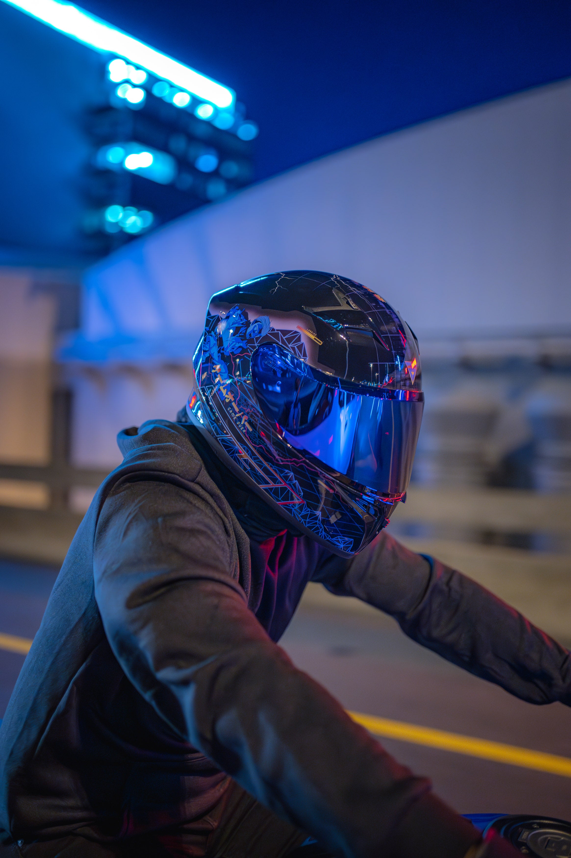 blue and pink motorcycle helmet SGI Tyro Void Blue/Pink Motorcycle Helmet