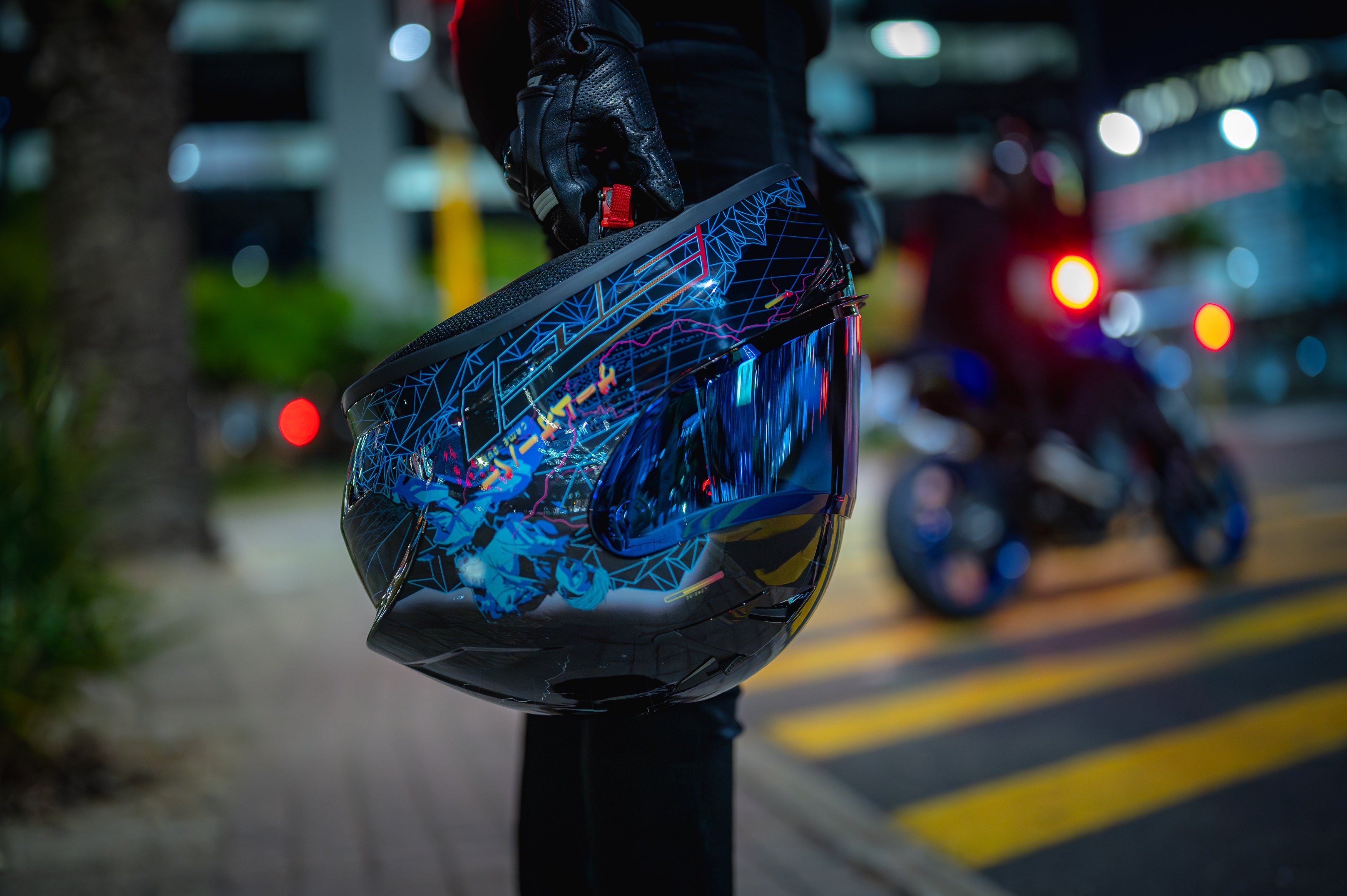 SGI Tyro Void Blue/Pink Motorcycle Helmet