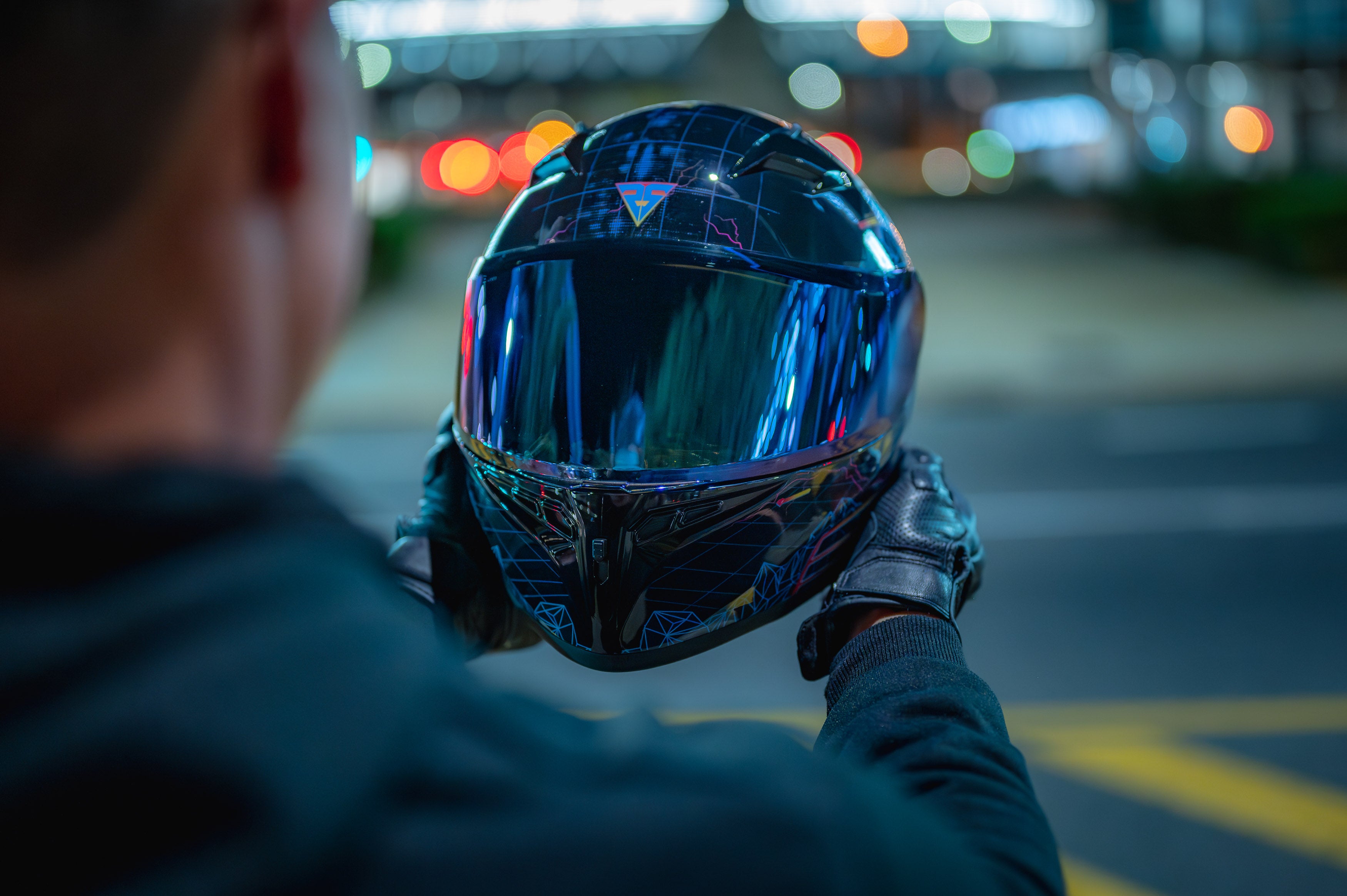 SGI Tyro Void Blue/Pink Motorcycle Helmet