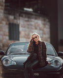 Brown Plaid Motorcycle Jacket