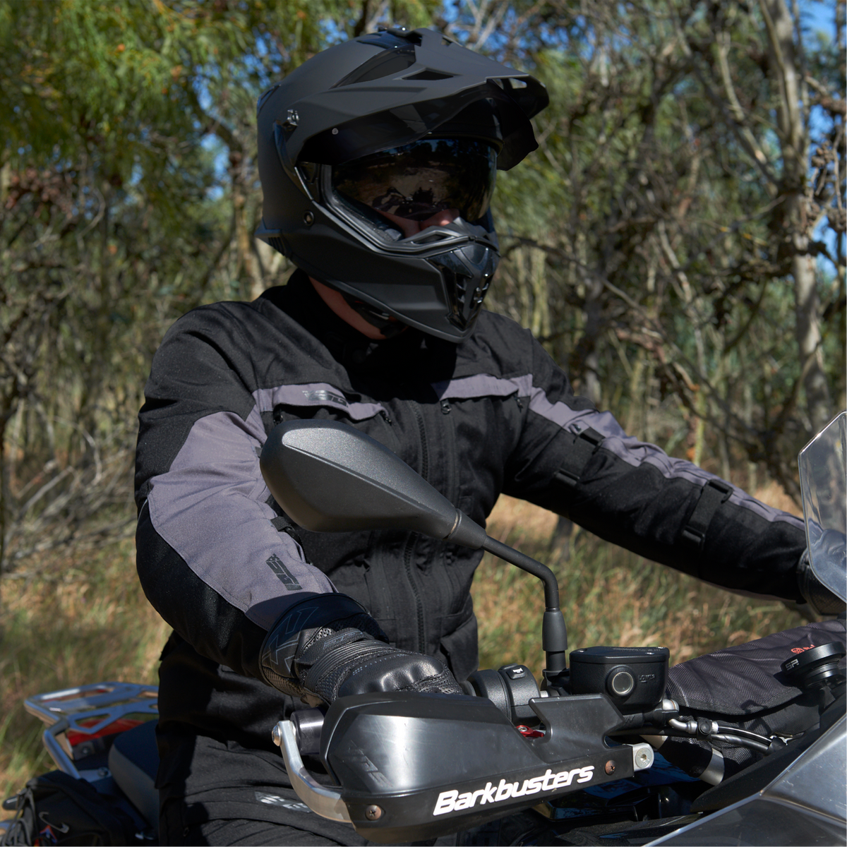SGI Realm Matt Black Fibreglass Motorcycle Helmet | Adventure Helmets