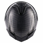 Black and gray motorcycle helmet with a carbon fiber pattern on a white background