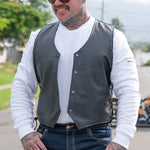 Johnny Reb Mens Plenty Leather Vest Black
