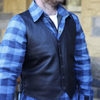 Johnny Reb Mens Plenty Leather Vest Black