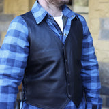 Johnny Reb Mens Plenty Leather Vest Black
