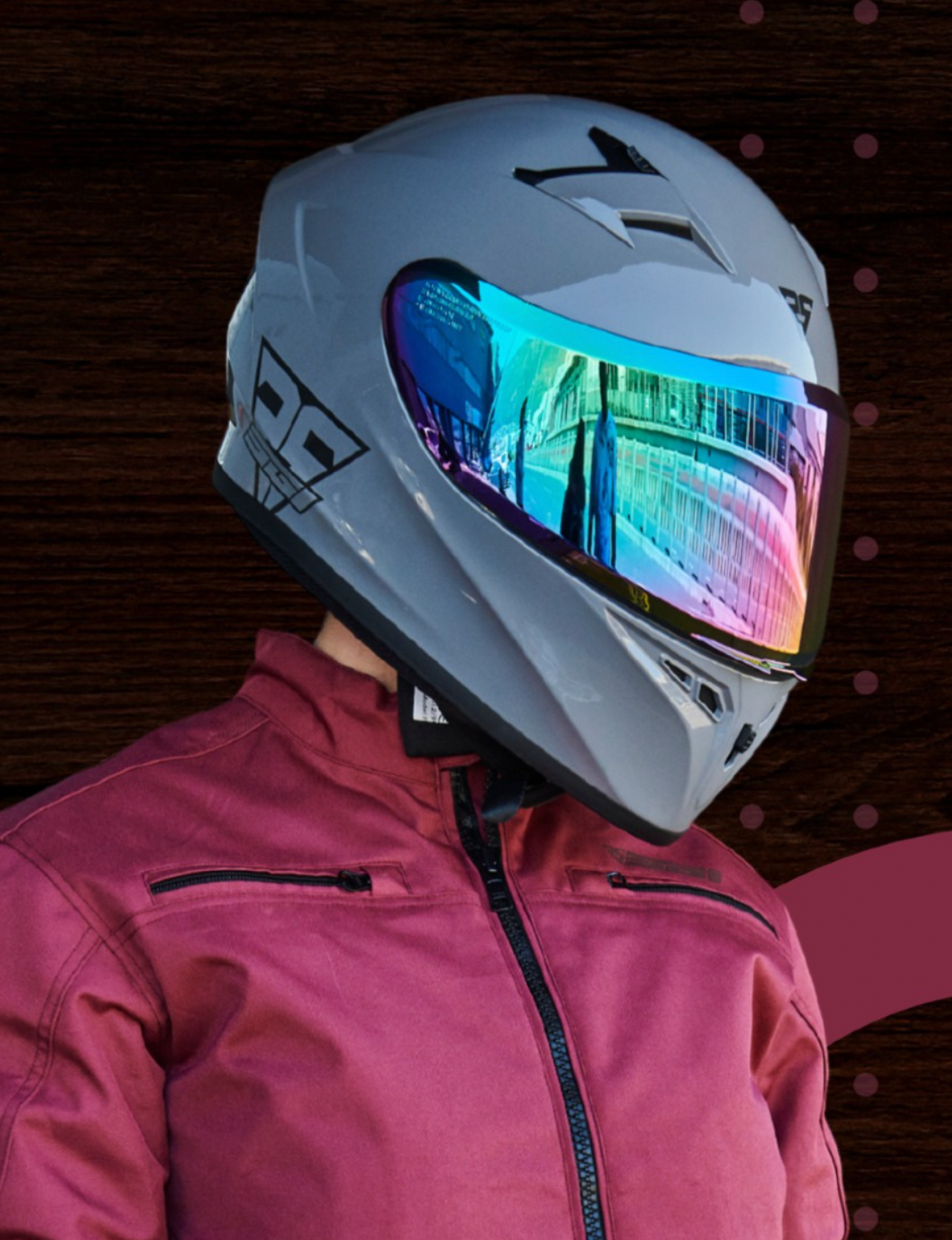 SGI Tyro Gloss Grey Motorcycle Helmet